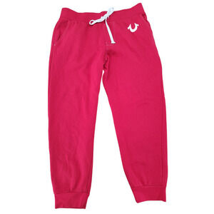 True Religion‎ Original Logo Men's Jogger Sweatpants Red Drawstring Cotton Blend
